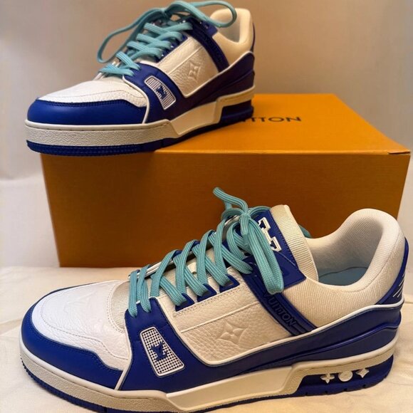 LOUIS VUITTON TRAINER SNEAKER BLEU - Picture 1 of 13